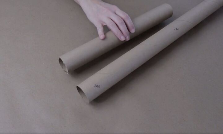 5 quick and easy steps to make a wrapping paper christmas tree, Two rolls of cardboard tubes