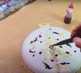 how to make an adorable tie dye paper plate ornament craft, Dotting water soluble dye onto the wet paper plate