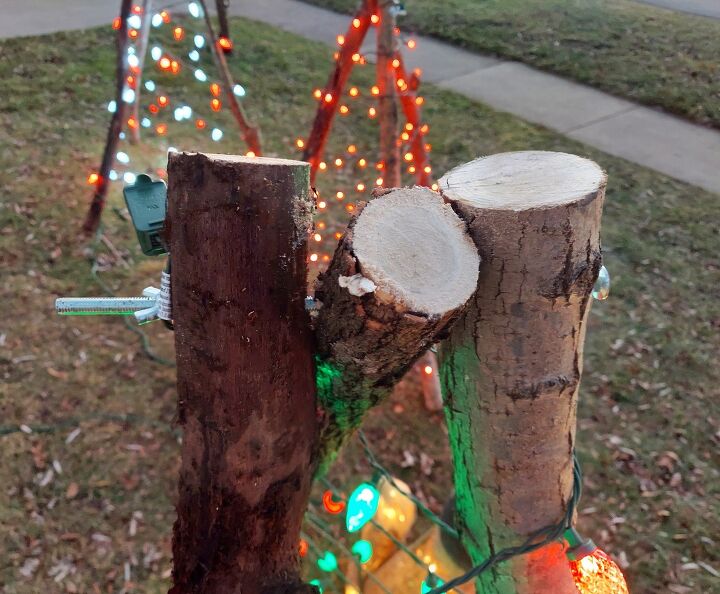 cheap easy diy rustic christmas trees, ADD LIGHTS
