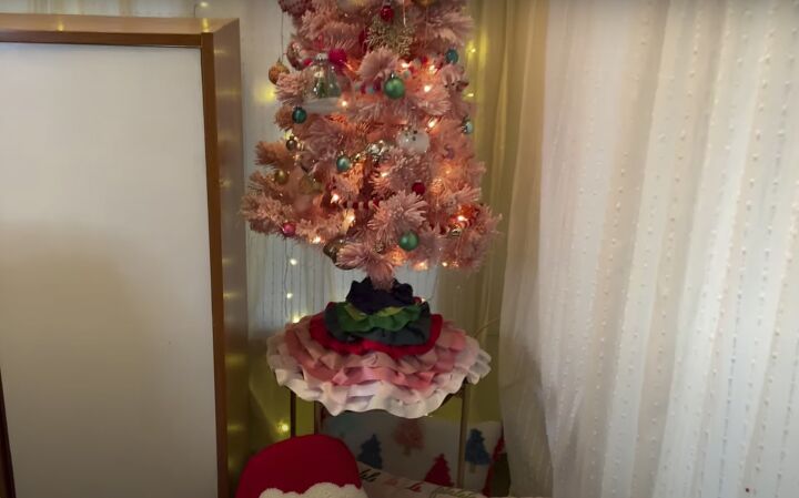 how to diy a mini christmas tree skirt no sewing needed, DIY mini Christmas tree skirt