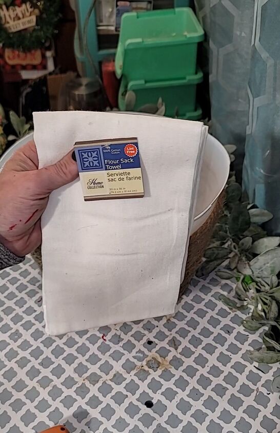 diy dollar tree hobby lobby basket dupe, Flour Sack Towel from Dollar Tree