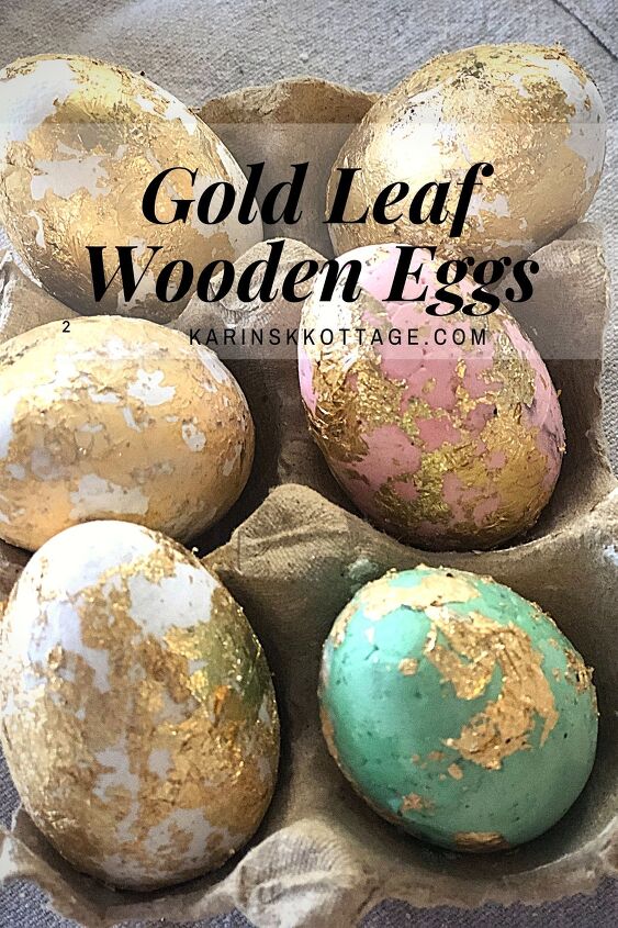 como fazer ovos de madeira com folha de ouro