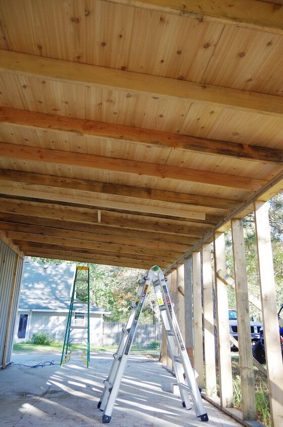 el techo la madera contrachapada y el acero abotonando nuestra adicin al garaje