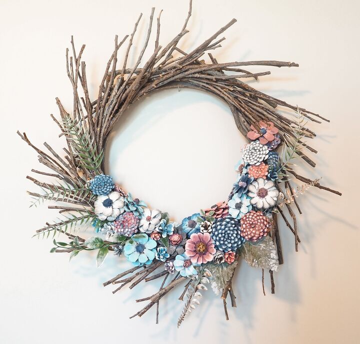 How to Make a Cute Flower Pine Cone & Twig Wreath