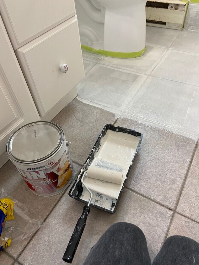 painted tile bathroom floor