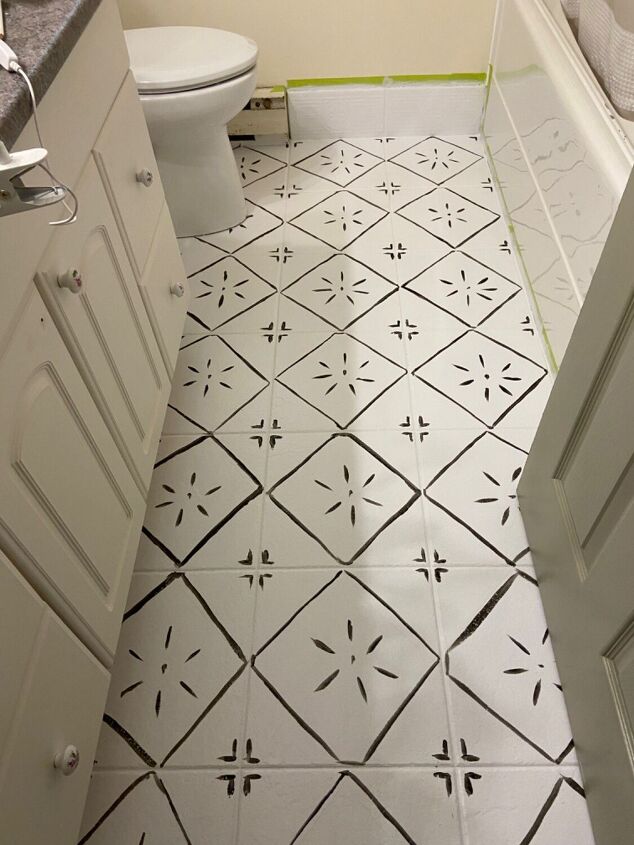 painted tile bathroom floor