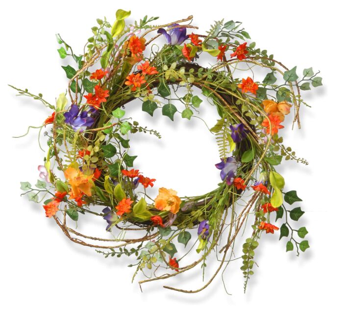 how to make a chenille wreath, Spring Branch Wreath