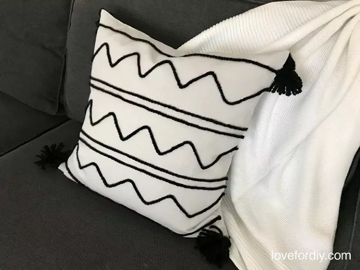 how to wash throw pillows without removable covers, white and black printed throw pillow