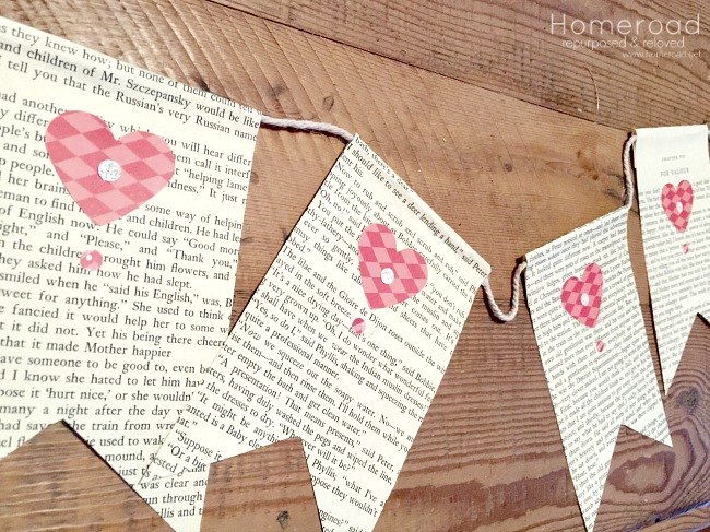 creating a valentine banner from old books