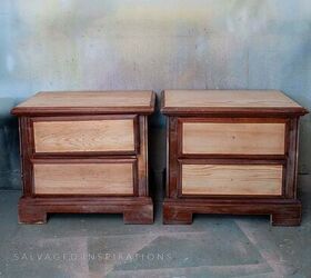 This gorgeous nightstand look starts with sanding down the drawer fronts and tabletops