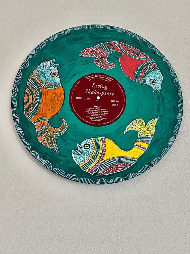 how to up cycle old vinyl record into unique folk art