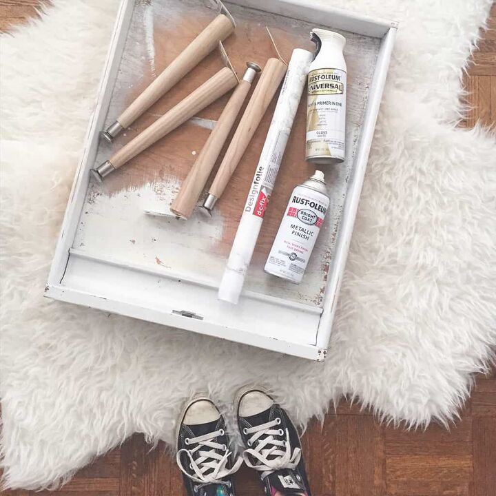diy upcycled drawer to modern coffee table