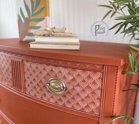 chest of drawers makeover in orange