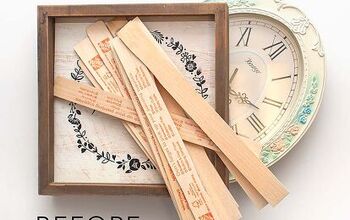 Artículos reciclados en un reloj de madera DIY