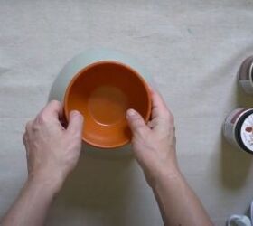 here are 6 easy steps to make the cutest bowl light for your home, Placing a small bowl on the base of a bigger bowl
