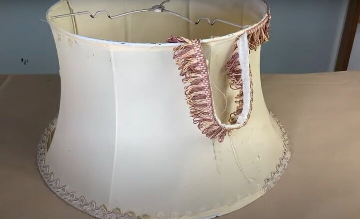 a diy lampshade tutorial to turn that old shade into something amazing, Old lampshade