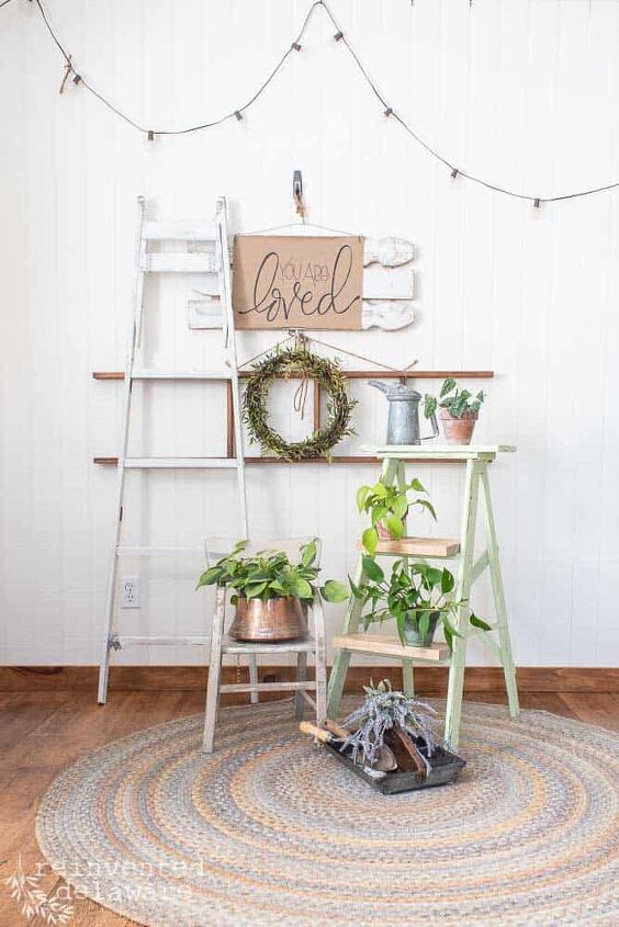 upcycled step ladder decorating ideas