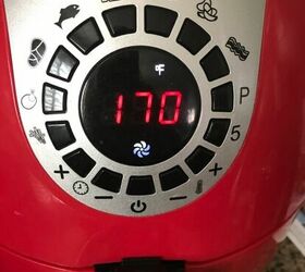how to clean an air fryer of grease and grime, red air fryer set at 170 degrees