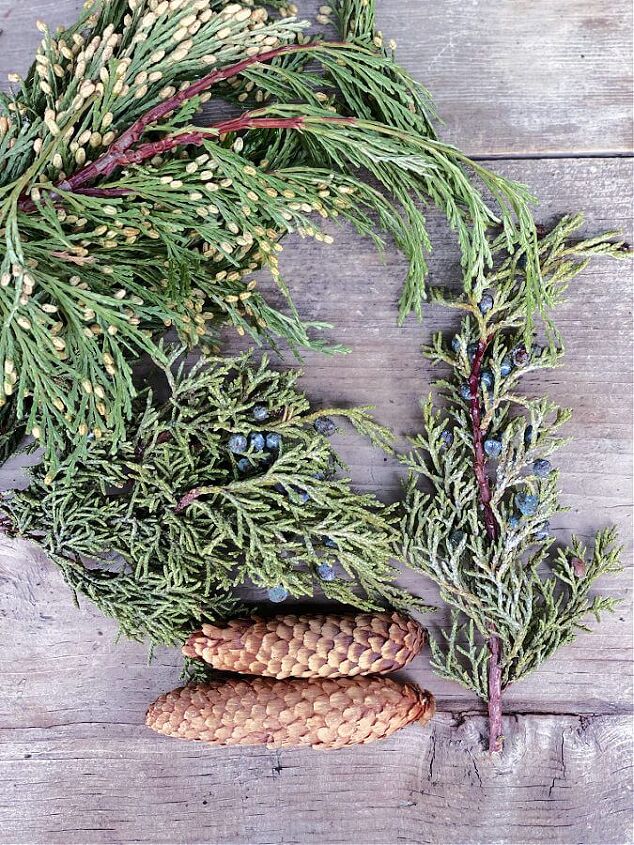 how to make ice votives, Greenery and pinecones from my backyard and our Christmas garland