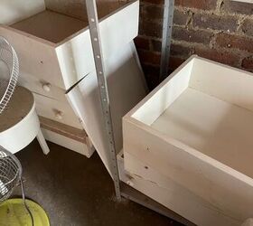 She stands 2 old drawers in the middle of her living room for this unique & beautiful idea