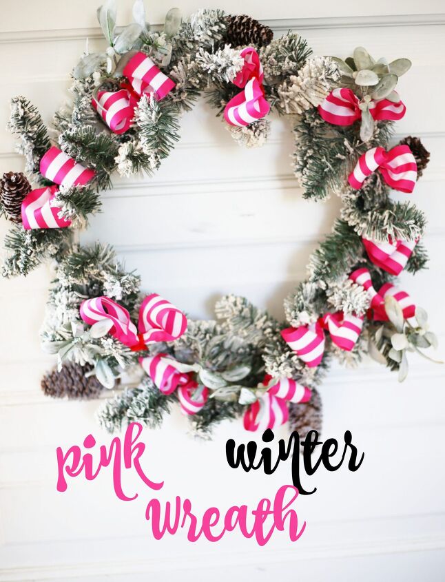 diy pink winter wreath