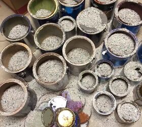 how to dispose of paint, paint cans filled with cat litter