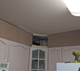 how i closed in the space above my kitchen cabinets, Angled corner