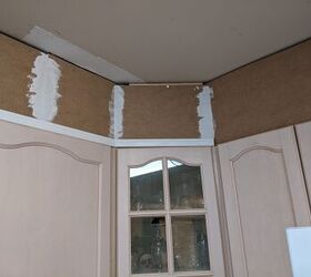 how i closed in the space above my kitchen cabinets, Spackling