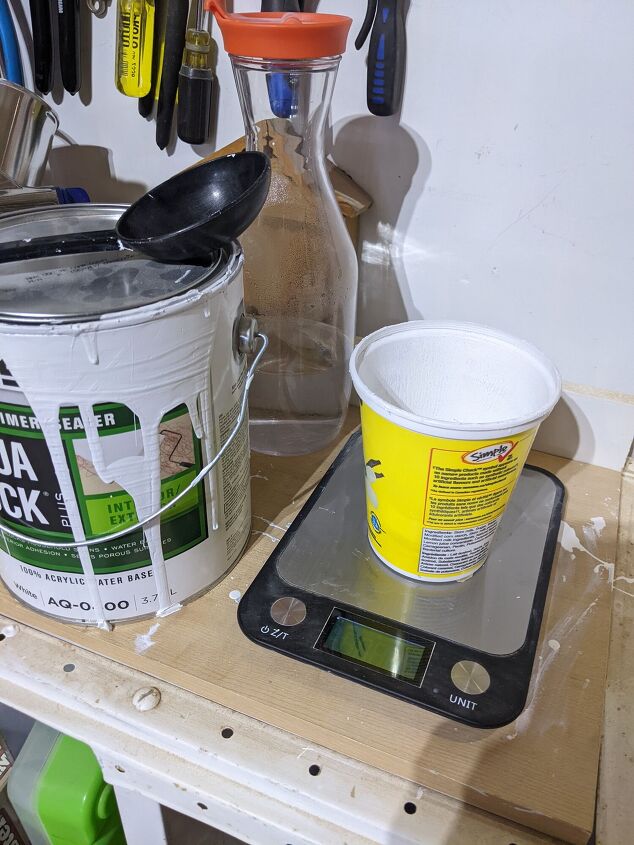 how i painted my kitchen cabinets using a hvlp spray system, Adding water for proper viscosity