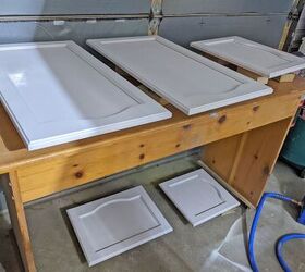 how i painted my kitchen cabinets using a hvlp spray system, Laid out to dry