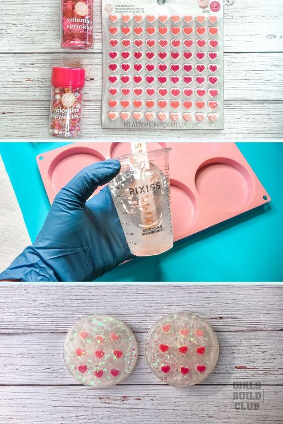 , DIY Valentine s Resin Coasters with Heart Candy