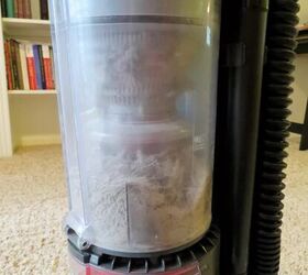 how to clean a vacuum, vacuum canister filled with dust and hair