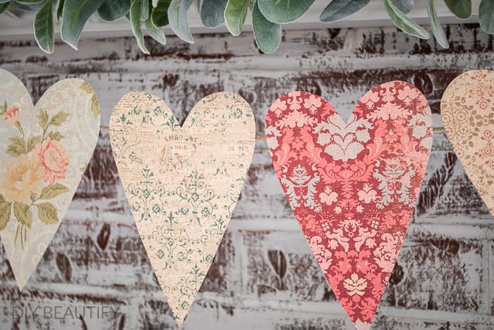 vintage inspired paper heart garland