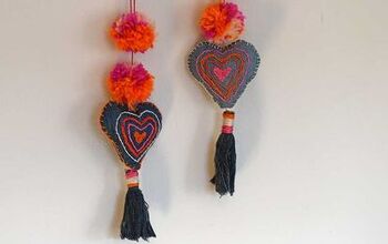 Fun Hanging Colorful Denim Heart Charms