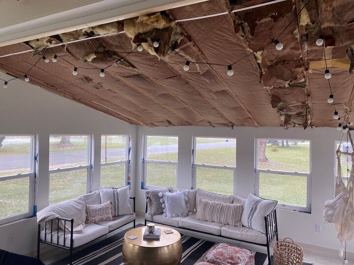 stained and planked ceiling diy how to