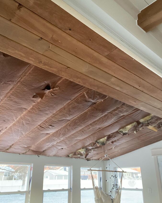 stained and planked ceiling diy how to