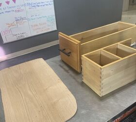 She hangs cheap wooden drawers on her kitchen wall for this surprisingly easy storage idea