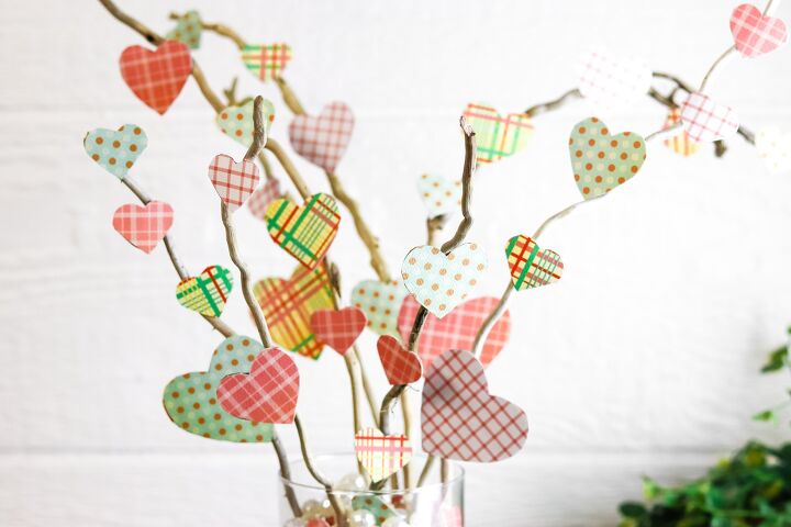 , Cute hearts cut out from scrapbook paper
