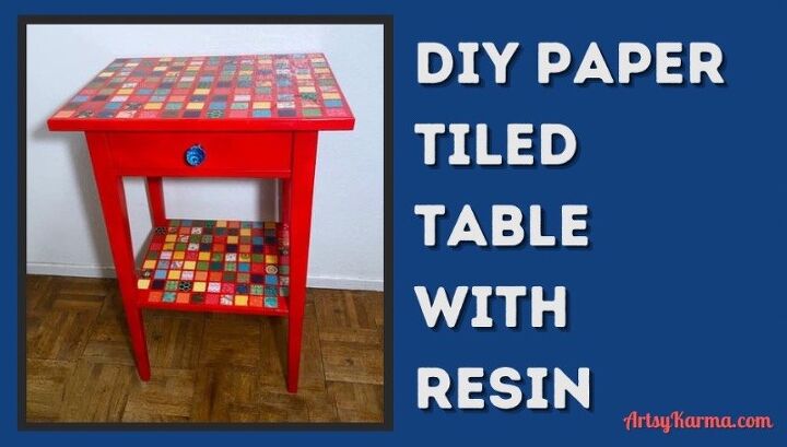 diy paper tiles plus resin to make a one of a kind decorated table