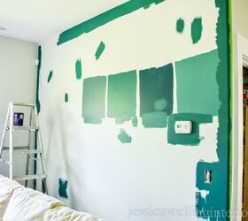 cmo pintar una pared de acento y cambiar todo el aspecto de una habitacin, pared de acento con muestras de color verde