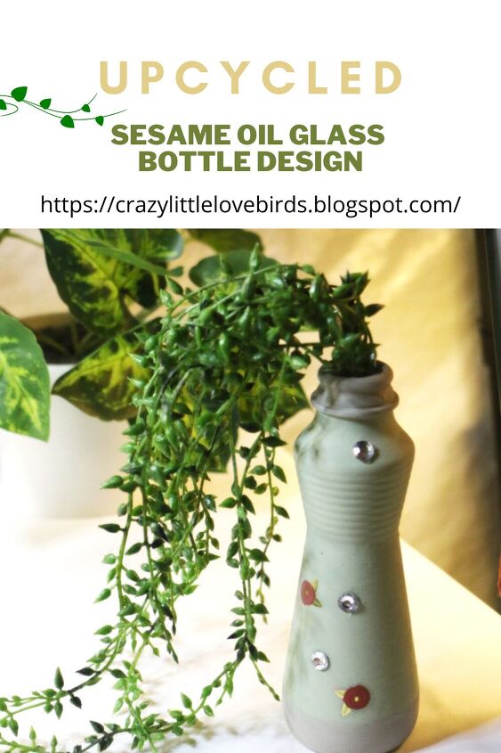design de garrafa de vidro de leo de gergelim reciclado diy