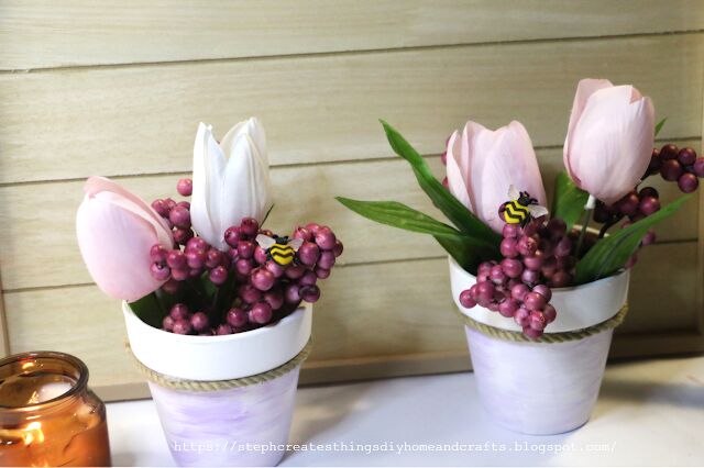 design de vaso de barro de flores de primavera diy