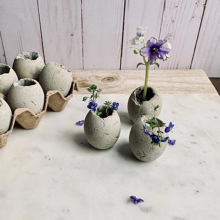 cement egg planters for easter