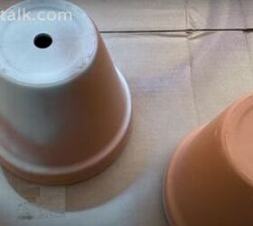 this cute diy birdbath is guaranteed to attract a few feathered friend, Terracotta pots being sprayed with spray paint