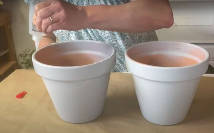 this cute diy birdbath is guaranteed to attract a few feathered friend, Adding marine adhesive to the rim of a flowerpot