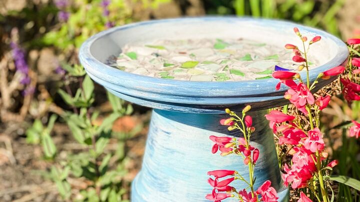 this cute diy birdbath is guaranteed to attract a few feathered friend, Homemade DIY birdbath