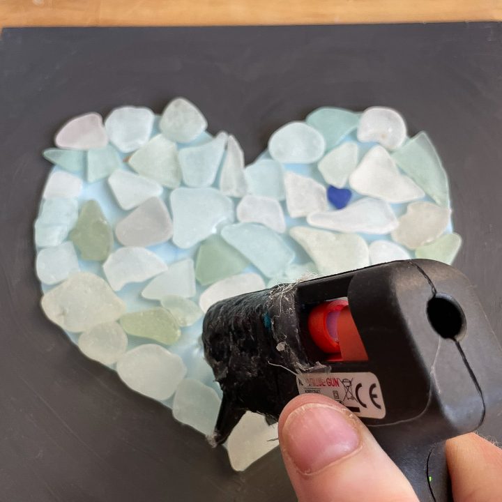 diy sea glass heart art