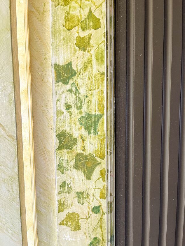 how to paint over faux finish sunroom renovation, What the ivy design looked like after sanding