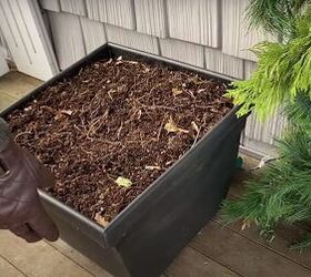 how to create this perfect pine and spruce outdoor winter planter idea, Planter filled with dirt