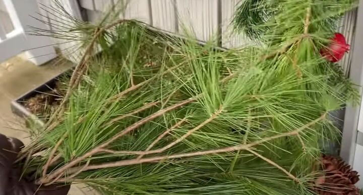 how to create this perfect pine and spruce outdoor winter planter idea, Pine branches